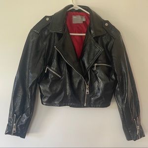 ASOS patent / vinyl cropped moto jacket